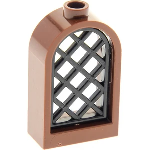 1x Lego fenêtre cadre 1x2x2 rouge brun rond grille droite noir 30046 3...Vendu parkaufland