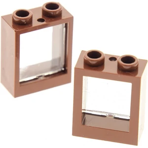 2x Lego fenêtre cadre 1x2x2 rouge marron vitre transparent blanc 60601...Vendu parkaufland