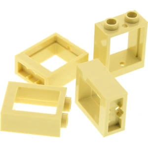 4x Lego fenêtre cadre 1x2x2 beige sans vitre maison 6382045 79128 6059...Vendu parkaufland