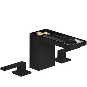 hansgrohe AXOR MyEdition 47072 Mitigeur de lavabo 3 trous avec bonde Push-Open, sans plaque, saillie 150 mm, couleur : noir mat