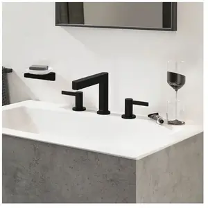 Hansgrohe Mélangeur de lavabo 3 trous 110, bonde Push-Open Finoris noir mat TU pas cher