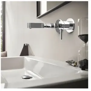 Hansgrohe Mitigeur lavabo mural Finoris 165 mm + bonde à écoulement libre Chromé pas cher