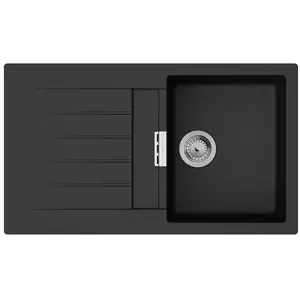 Comparateur de prix : Evier 1 cuve avec égoutoir 840 HANSGROHE S52 synthèse noir