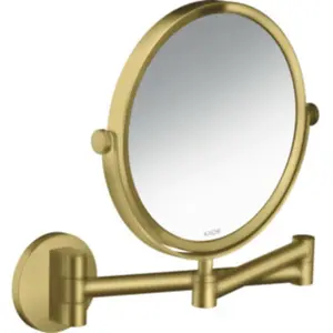 hansgrohe Axor Uni. Miroir de rasage circulaire, montage mural, laiton brossé