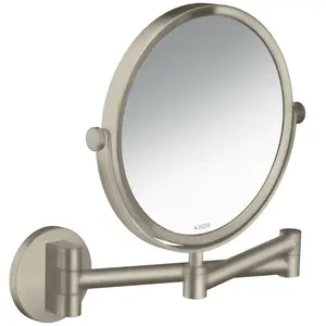 hansgrohe Axor Uni. Miroir de rasage circulaire, montage mural, nickel brossé
