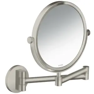 hansgrohe Axor Uni. Miroir de rasage circulaire, montage mural, aspect inox