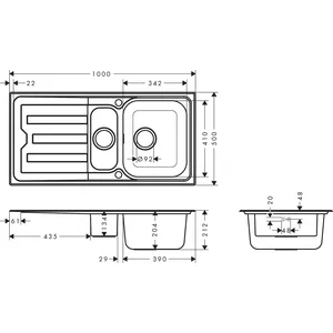 hansgrohe S44 Évier de cuisine, 43366800, S440-A517 pas cher