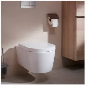 hansgrohe EluPura S Cuvette suspendue avec AquaFall Flush, avec abattant WC, 60292450, pas cher