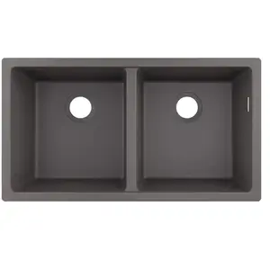 Evier à encastrer sous plan 2 bacs S51 sans vidage gris pierre Hansgrohe pas cher