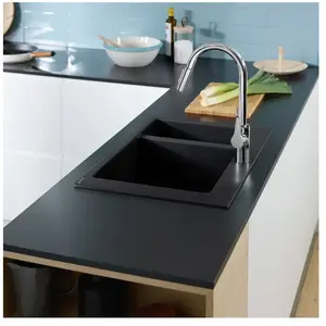 Comparateur de prix : Evier à encastrer 1 bac et demi S51 sans vidage noir graphite Hansgrohe