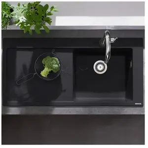 Hansgrohe Evier à encastrer 1 bac S51 450 égouttoir à gauche sans vidage noir graphiteVendu paramazon