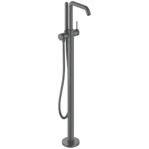 hansgrohe Tecturis S Robinet de baignoire au sol, chrome brossé noir pas cher