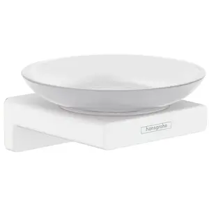 Comparateur de prix : AddStoris - Porte-savon avec support, verre mat / blanc mat 41746700 - Hansgrohe