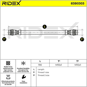 Flexible de frein RIDEX 83B0303 pas cher