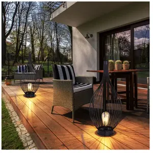 2x led solaire lampe suspendue extérieure terrasse cour cage design fi...
