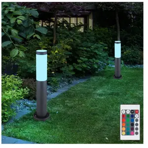 Lot de 2 lampadaires d'extérieur led rgb dimmable jardin terrasse remo...