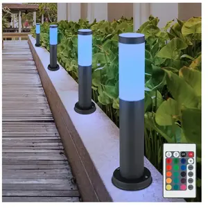 4x RGB LED lampadaires extérieurs anthracite TÉLÉCOMMANDE lampes de so...
