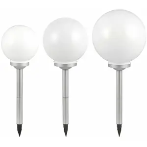 Ensemble de 3 lampes solaires à led, lampes boules, blanches, lampes d...