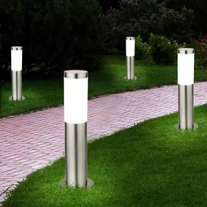 Lot de 4 lampadaires inox éclairage extérieur dans un set comprenant des ampoules led