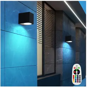 Lot de 2 lampes d'extérieur LED RGB télécommande ALU down spots appliq...