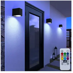 Lot de 3 lampes d'extérieur LED RGB dimmable ALU Down Spots noir téléc...