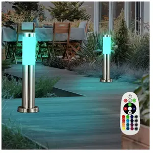ETC-SHOP Lot de 2 éclairages d'extérieur en acier inoxydable sur pied, lampes t... pas cher