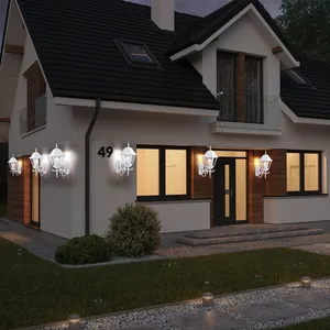 Lot de 6 appliques murales led alu lanternes style campagnard éclairag...