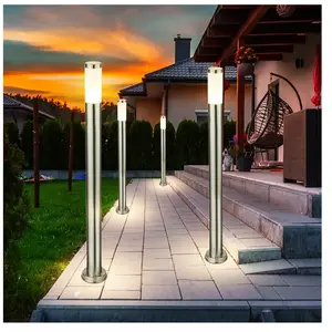 Lot de 4 lampadaires design extérieur IP44 lampadaires inox spots E27