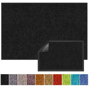Karat - Tapis de Porte Paillasson d'entrée Rhine Noir 60 x 90 cm