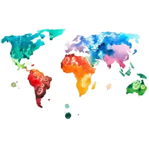 A.S. CREATIONS Papier peint panoramique carte du monde et ludique Tapisserie panoramique enfant ou chambre ado Papier peint panoramique coloré et détaillé pas cher