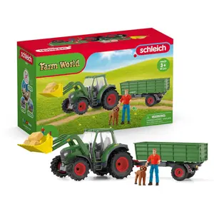 Schleich Personnage articulé Tracteur avec remorque TU pas cher
