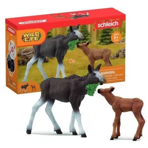schleich® Figurine élan femelle avec veau 42629 pas cher