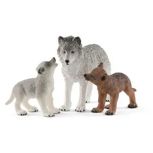 Figurines Maman loup avec louveteaux Schleich-42472 pas cher