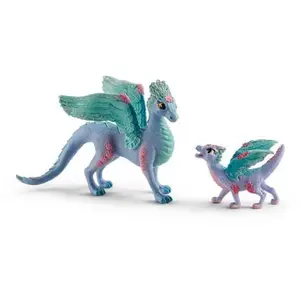 Figurine-Schleich 70592 - Bayala - Dragon aux fleurs, maman et bébé pas cher