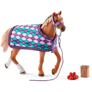 Figurine SCHLEICH - Cheval Pur-sang anglais avec couverture pas cher