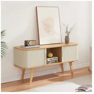 Meuble tv tysvær bambou 120 x 40 x 58 cm naturel blanc crème [en.casa]... pas cher
