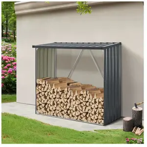 Comparateur de prix : CASA.PRO Abri-bûches Pour Stockage Extérieur Acier Galvanisé 156 X 80 X 152 Cm Gris Anthracite