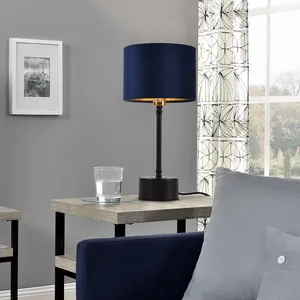 Luxpro Lampe de Table Lampe de Bureau Métal Flanelle Noir Cuivre et Bleu E14 39 cmVendu parkaufland