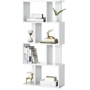 Non communiqué [en.casa] Bibliothèque pour Salon Meuble de Rangement Stockage avec Plusieurs Étagères MDF Mélaminé 130 x 60 x 24 cm Blanc pas cher
