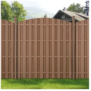 Merkloos / Sans marque Neu.holz 2 Pièces de Clôture Barrière Brise Vue Brise Vent Bois Composite wpc Demi-cercle Arrondi Brun 185 x 376 cmVendu parkaufland