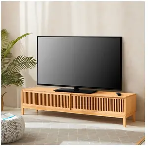 EN.CASA Meuble TV Videbæk bambou 160 x 40 x 38 cm naturel pas cher