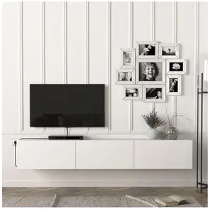 EN.CASA Meuble TV Vihti 180 x 31 x 30 cm blanc pas cher