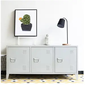 [en.casa] - Meuble tv Kotka avec 3 portes 58 x 113 x 40 cm blanc pas cher