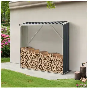 Abri-bûches couvert kalmar 155 x 45 x 157 cm anthracite casa.pro Kalmar pas cher