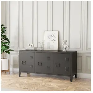 EN.CASA Meuble TV Kotka avec 3 portes 58 x 113 x 40 cm noir pas cher