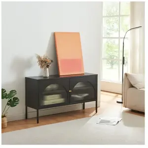 Meuble tv karlskrona 115 x 35 x 64 cm noir mat [en.casa] Karlskrona pas cher