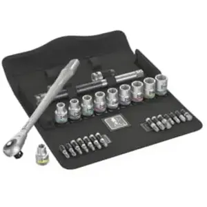 Comparateur de prix : Coffret de douilles 28 pièces 1/2 pouces zyklop metal wera 05004077001