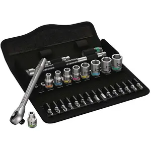 Comparateur de prix : Coffret de douilles 28 pièces 1/4 pouces zyklop metal wera 05004017001