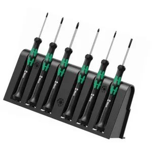 Wera 05030181001 2050/6 Jeu de tournevis électronicien + Rack, 6 Pièces, Vert