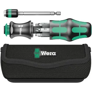 Wera 05051025001 Kraftform Kompakt 26 avec pochette, 7 pièces, Noir/vert